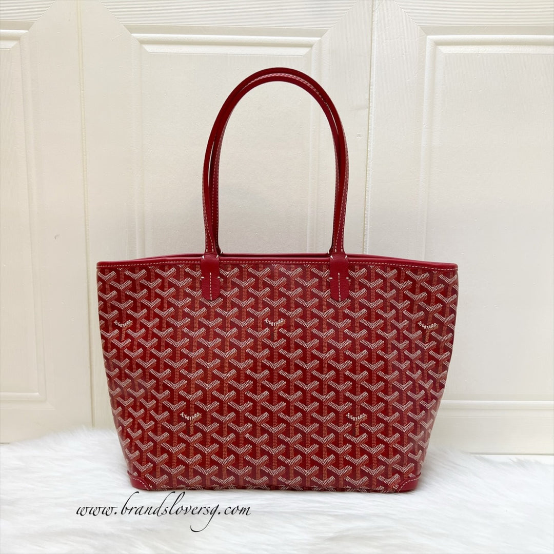 Goyard Artois PM Tote in Dark Red Rouge Signature Goyardine Canvas