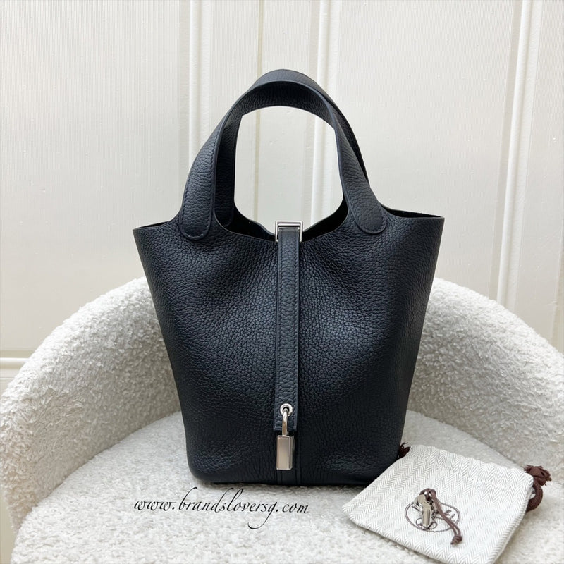 [Brand New] Hermes Picotin 18 in Black Noir Clemence Leather and PHW