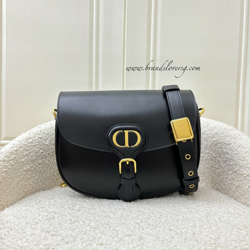 Dior Medium Bobby Flap Bag in Black Calfskin and GHW