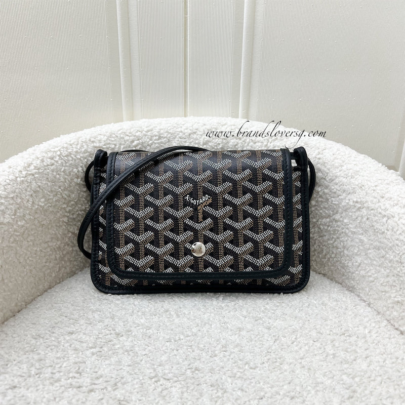 Goyard Plumet Pocket Wallet in Black Goyardine Canvas with Black Trim