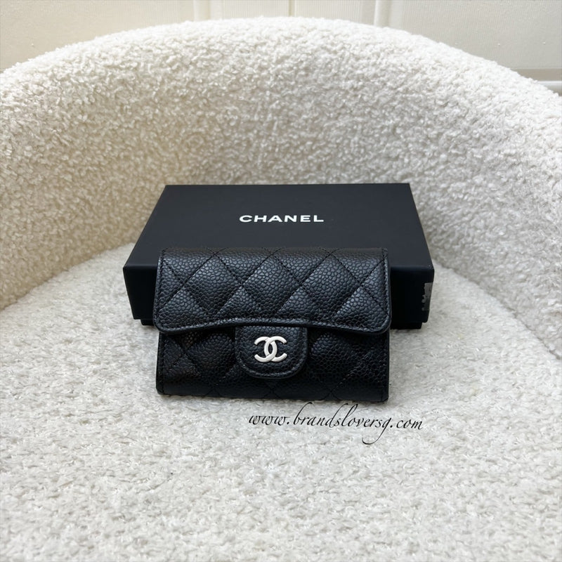 Chanel Classic Snap Card Holder in Black Caviar and SHW