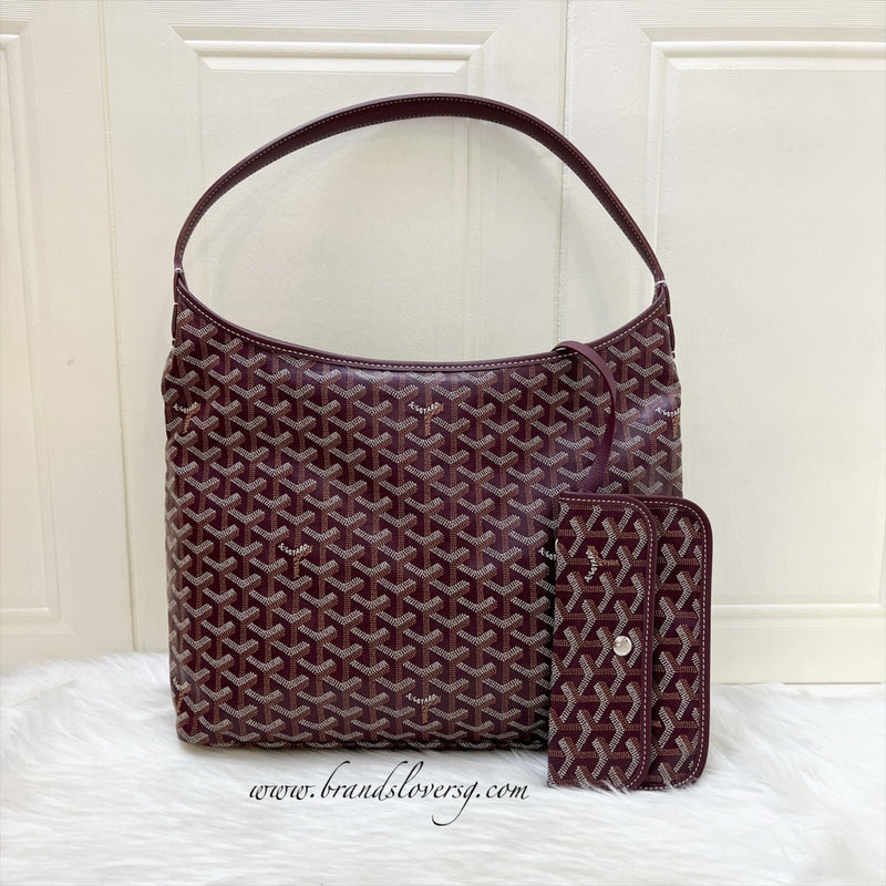 Goyard Boheme PM Hobo Bag in Bordeaux / Burgundy Signature Goyardine Canvas