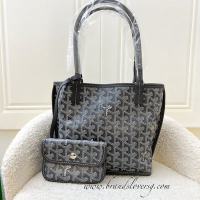 Goyard Mini Anjou Tote Bag in Gris Grey Canvas and Leather