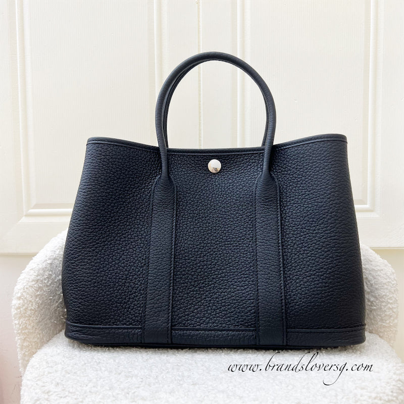 Hermes Garden Party 30 GP30 in Noir Black Negonda Leather and PHW