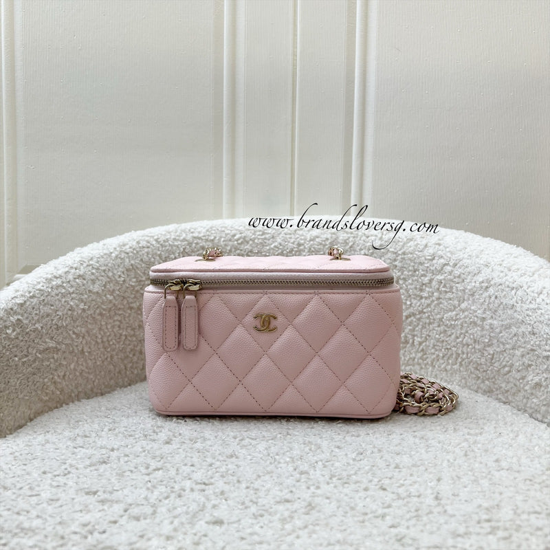 Chanel Small Classic Vanity in 22S Pink Caviar and LGHW (Model: AP1341)