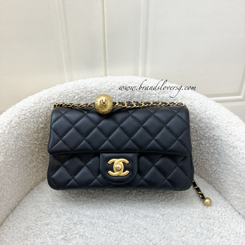 Chanel Pearl Crush Mini Rectangular Flap in 23K Black Stiff Lambskin and AGHW (Model: AS1787)