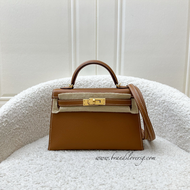 Hermes Mini Kelly Sellier 20 in Gold Epsom Leather and GHW