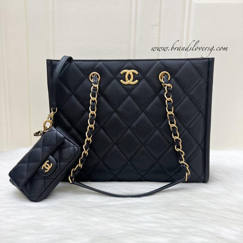 Chanel 24A "2-in-1" Small Tote in Black Caviar and AGHW (Model: AS4940)