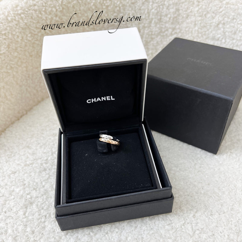 Chanel Coco Crush Toi Et Moi Ring Small Version with Diamonds in 18K White and Beige Gold Sz 51