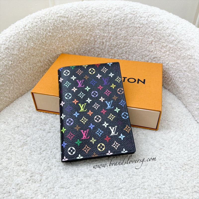 LV x TM Passport Cover in Murakami Multicolore Noir Black Monogram Canvas (Model: M13414)