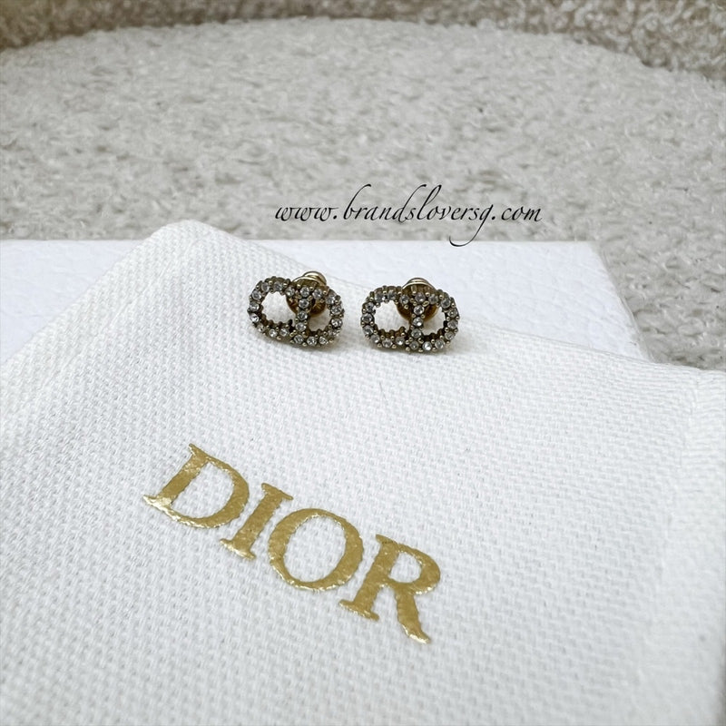 Dior Petit CD Mini Stud Earrings with Diamantes