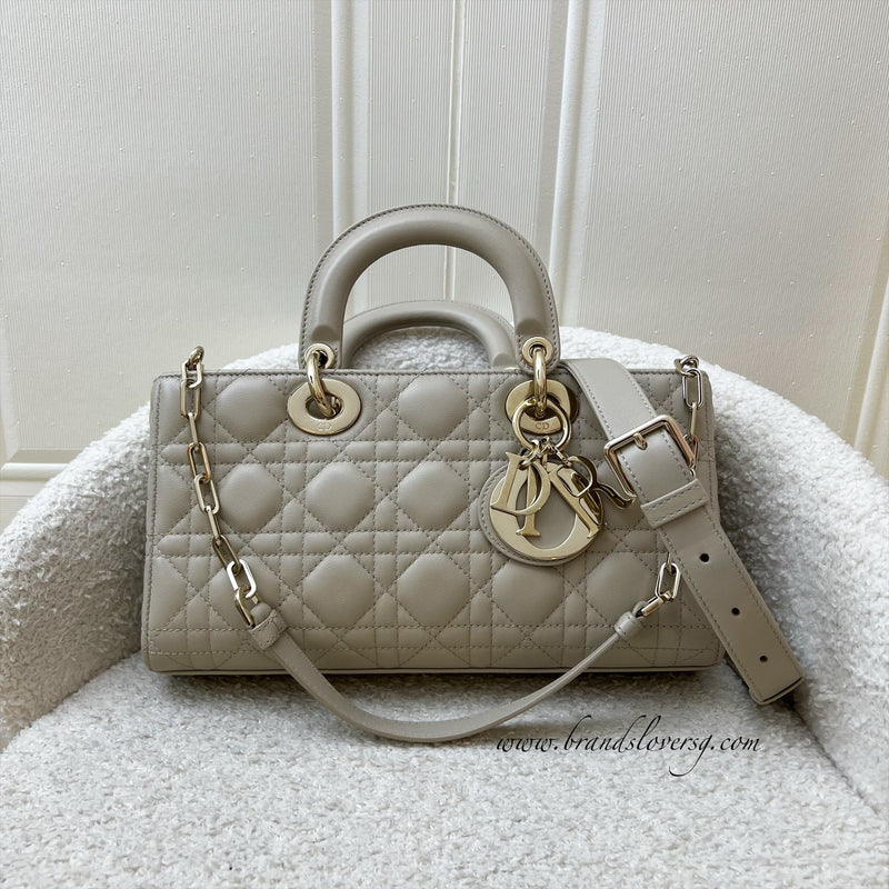 Dior Medium Lady D-Joy Bag in Sand-Coloured (Grey-Beige) Lambskin and GHW (Model: M0540)