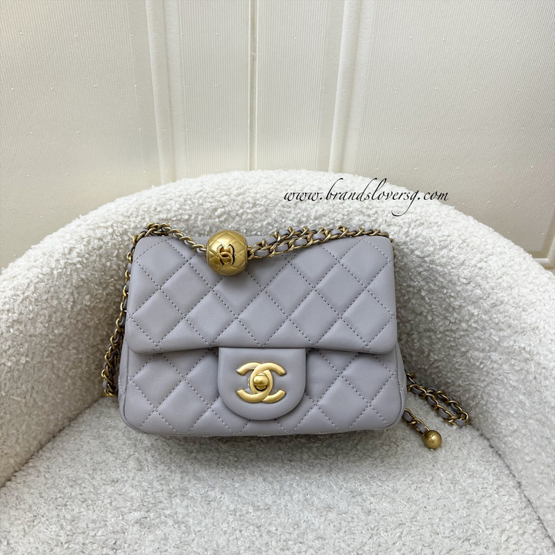 Chanel Pearl Crush Mini Square Flap in Grey Lambskin and AGHW (AS1786)