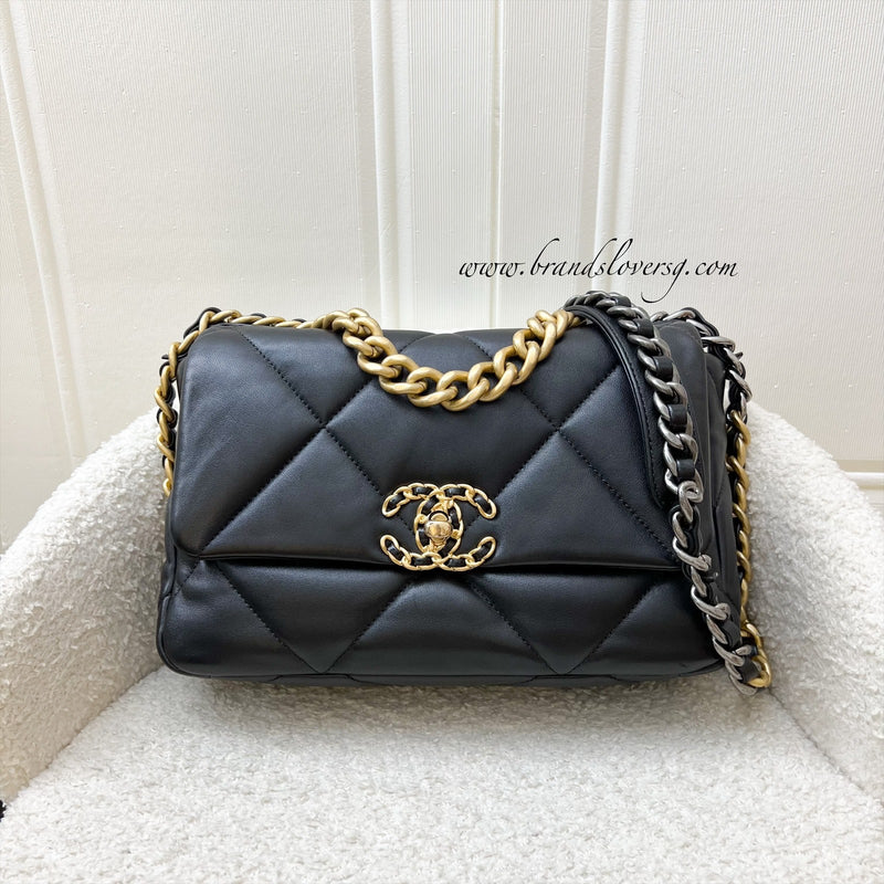 Chanel 19 Small Flap in Black Lambskin and 3-tone HW (Model: AS1160)