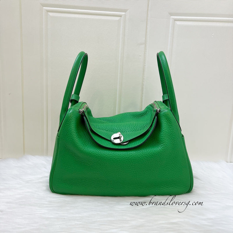 Hermes Lindy 30 in Bambou Green Clemence Leather and PHW