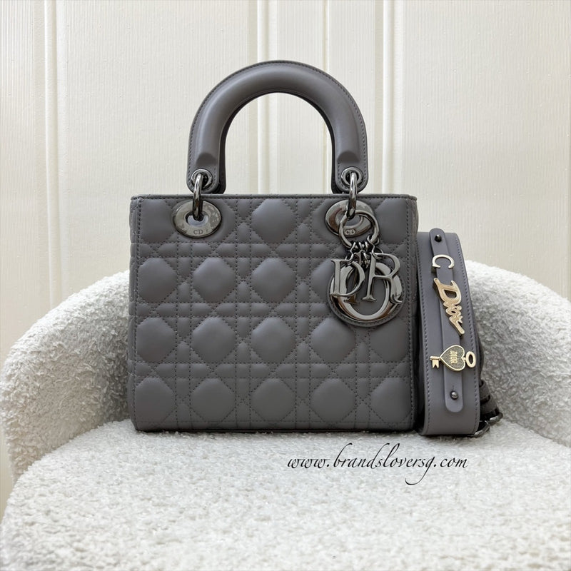 Dior Lady Dior My ABCDior Small Bag in Grey Lambskin and LGHW