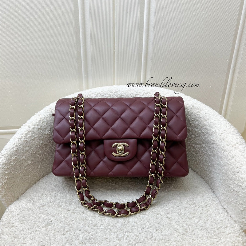 Chanel Small Classic Flap CF in Burgundy Lambskin and LGHW