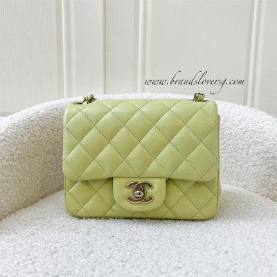 Chanel Classic Square Mini Flap in 23C Light Green Lambskin LGHW