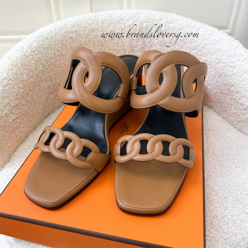 Hermes Figari 55 Sandal in Naturel Leather Size 38