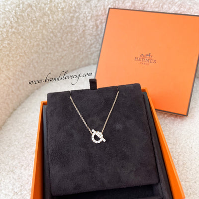 Hermes Finesse Pendant Necklace with Diamonds in 18K Rose Gold