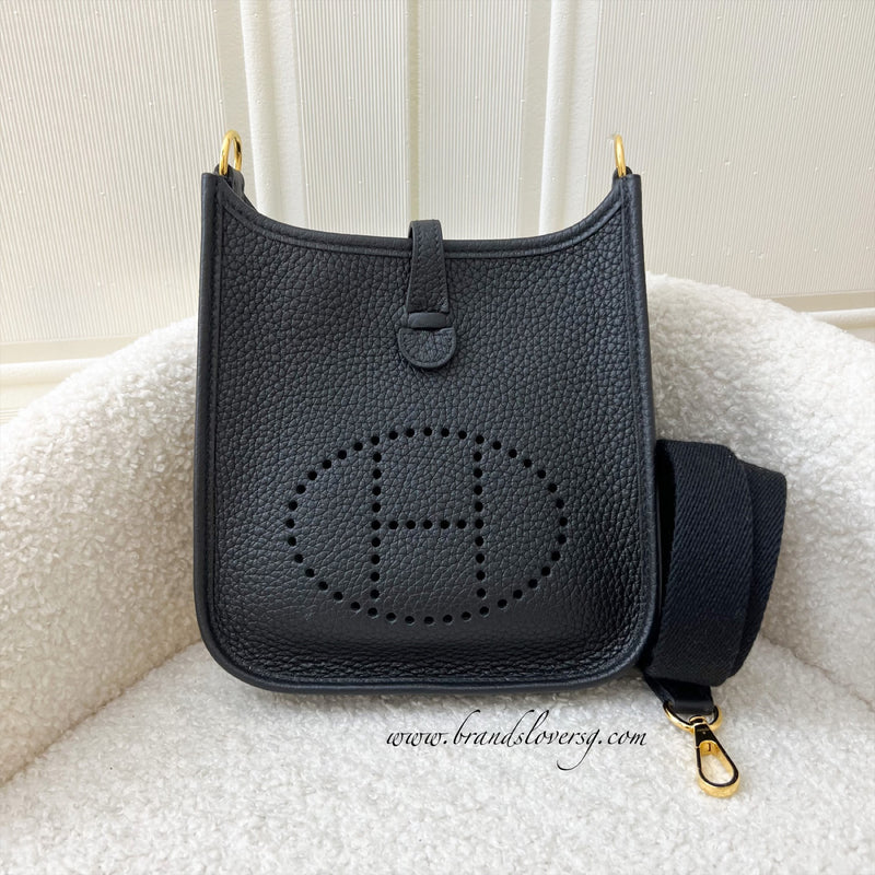 Hermes Mini Evelyne 16 in Noir Black Clemence Leather GHW