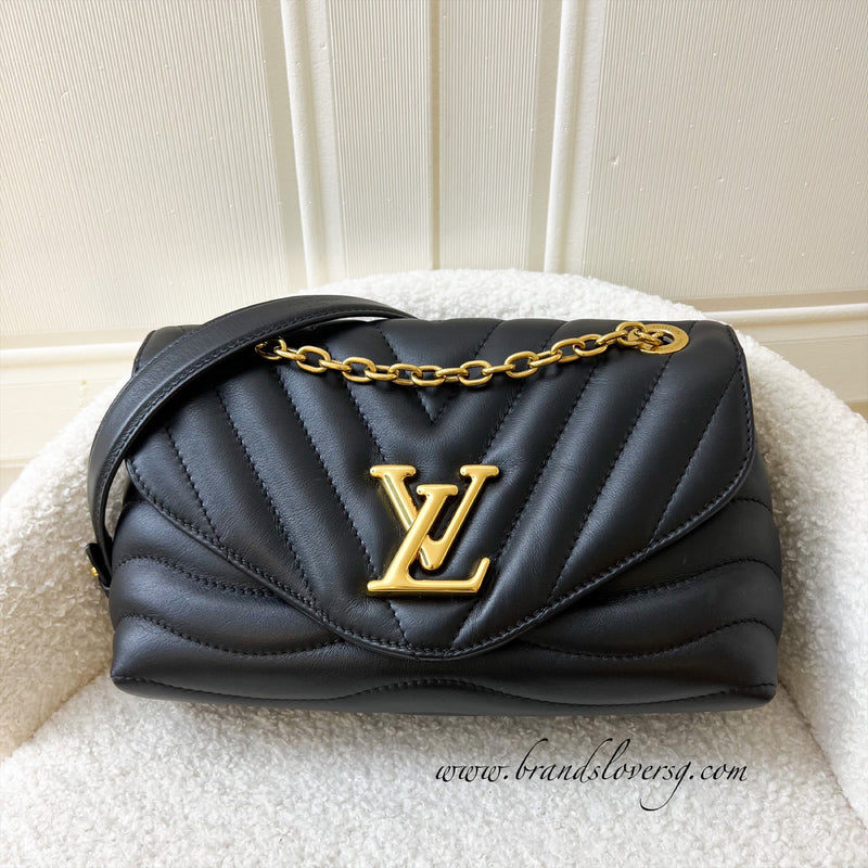 LV New Wave Chain Bag MM in Black Calfskin and AGHW