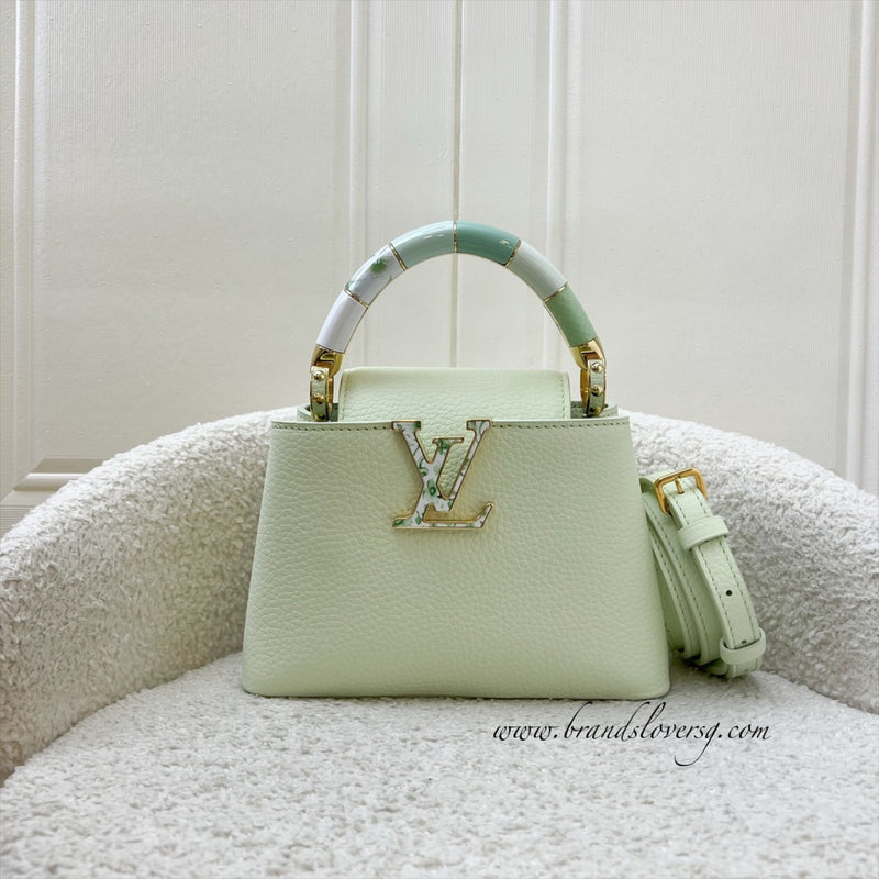 LV Mini Capucines in Vert d’Eau Green Taurillon Calfskin Leather and GHW (Model: M21639)
