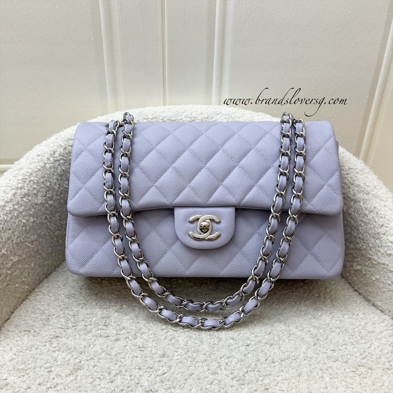 Chanel Medium Classic Flap CF in 21K Lilac Caviar and SHW (Model: A01112)