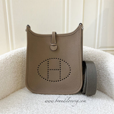 Hermes Mini Evelyne in Beige de Weimar Maurice Leather / Gris Etain Strap and PHW