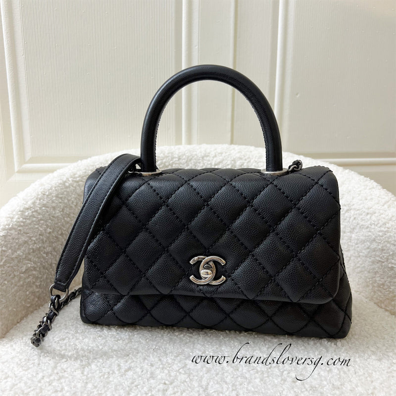 Chanel Small 24cm Coco Handle Flap in Black Caviar and RHW