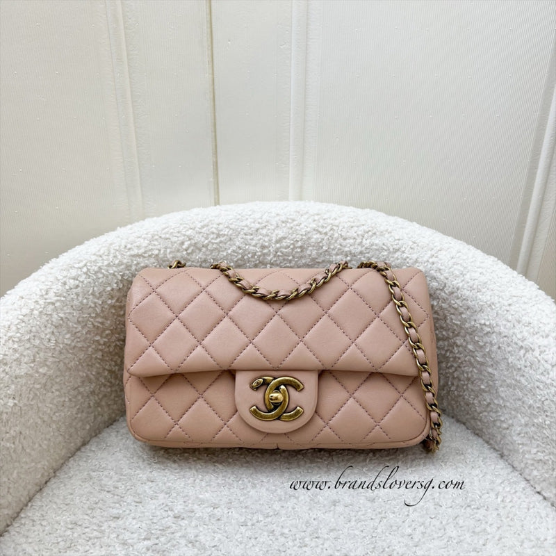 Chanel Seasonal Mini Rectangle Flap Bag in Nude Pink and AGHW