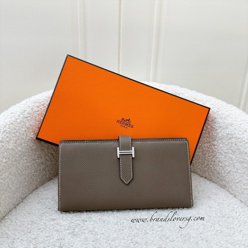 Hermes Bearn Long Bifold Wallet in Etoupe Epsom Leather and PHW