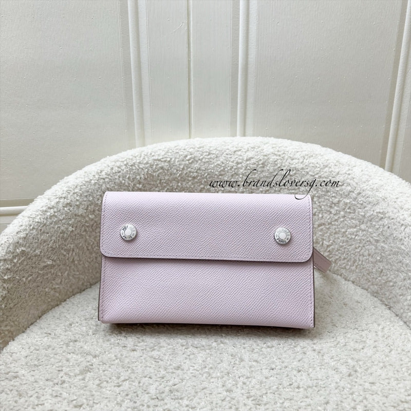 Hermes Hermesnap Wallet with Strap in Mauve Pale Epsom Leather and PHW