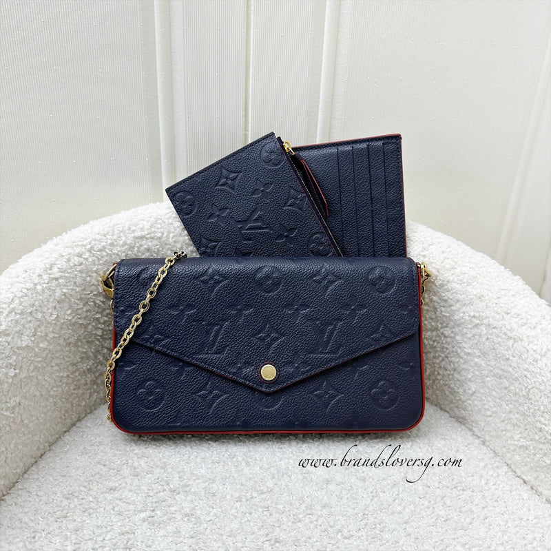 LV Felicie Pochette in Marine Rouge Empreinte Leather and GHW