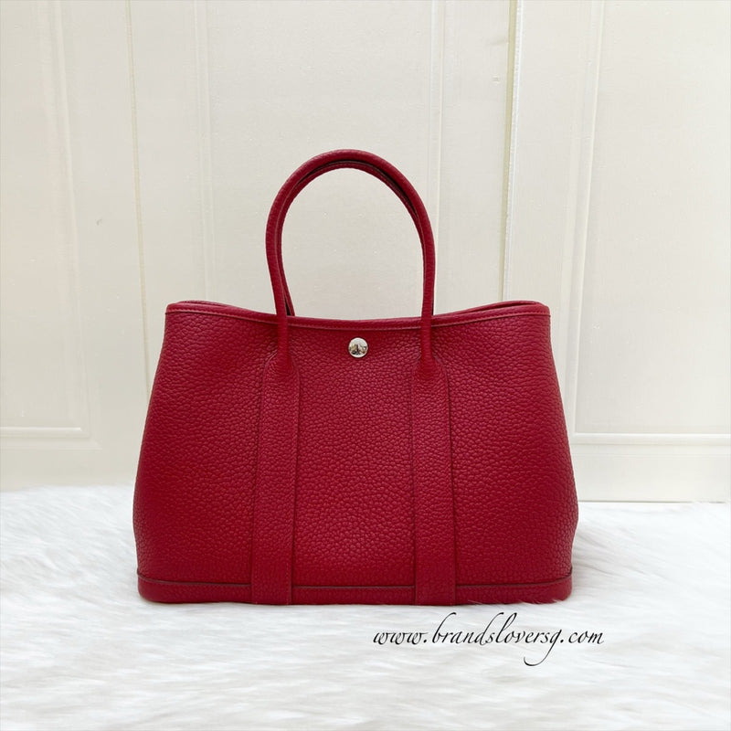 Hermes Garden Party 30 in Rouge Piment Veau Negonda Leather and PHW