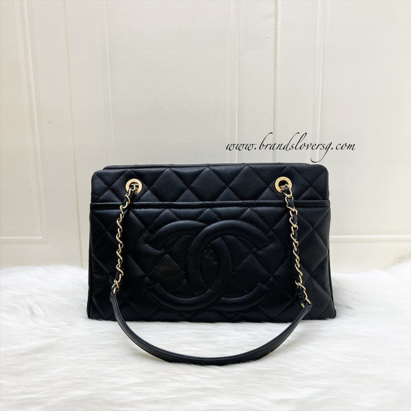 Chanel Timeless CC Shoulder Tote Bag in Black Caviar and GHW