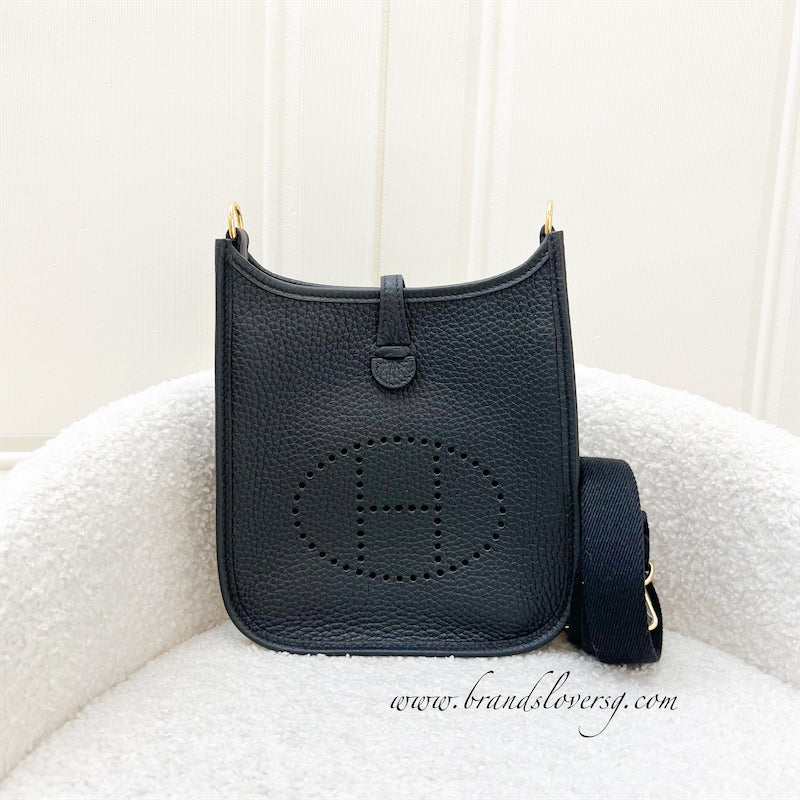 Hermes Mini Evelyne TPM in Noir Black Clemence Leather and GHW