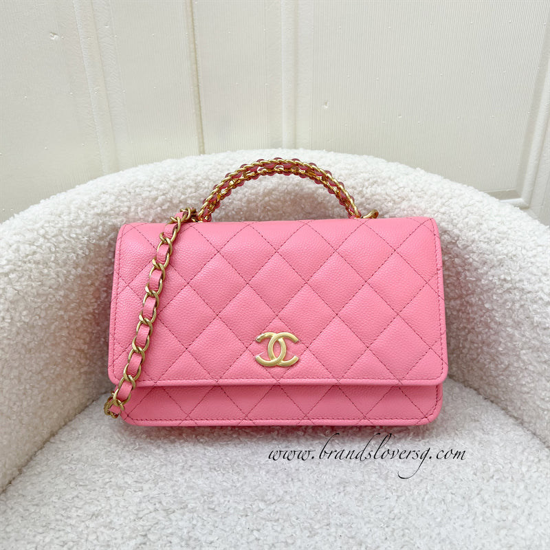 Chanel 22S "Pick Me Up" Wallet on Chain WOC in Pink Caviar and AGHW