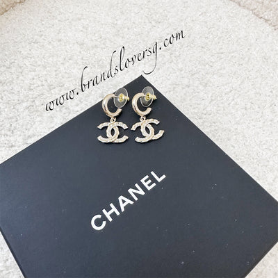 Chanel CC Dangling Earrings with Crystals in LGHW