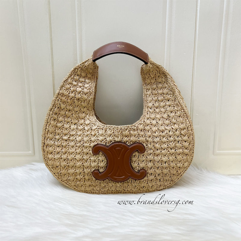 Celine Classic Panier Hobo Bag in Raffia and Calfskin