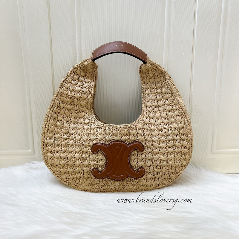 Celine Classic Panier Hobo Bag in Raffia and Calfskin