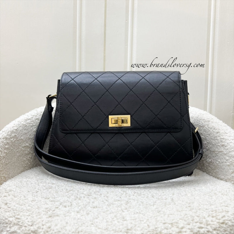 Chanel Vintage 2.55 Reissue Trapezoid in Black Lambskin and GHW