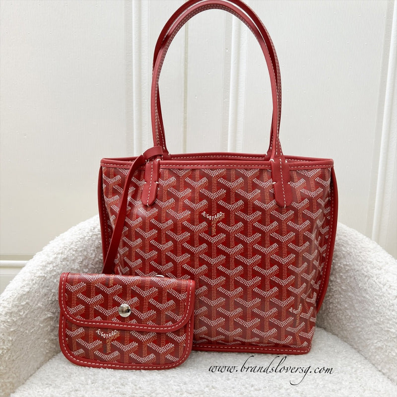 Goyard Mini Anjou in Rouge Goyardine Canvas with Rouge Trim