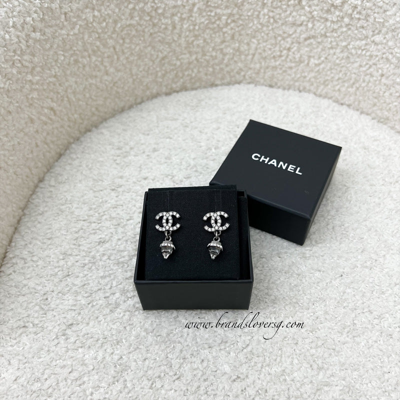 Chanel Dangling Earrings with Crystals in SHW