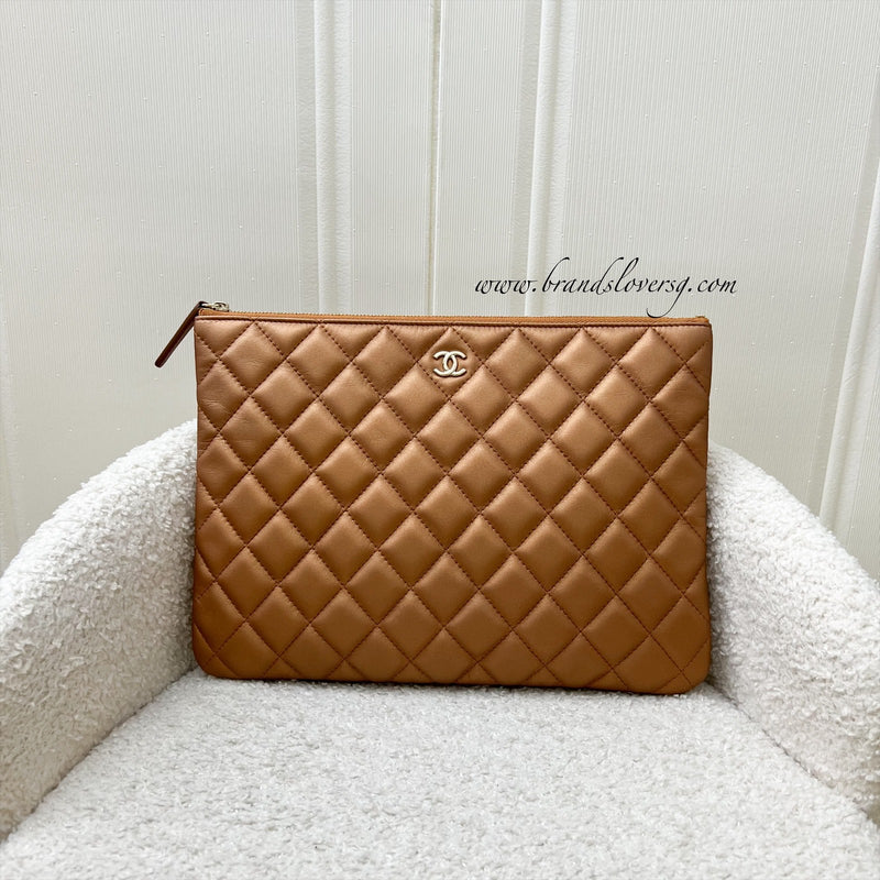 Chanel Medium O-Case Clutch in Bronze Lambskin and LGHW