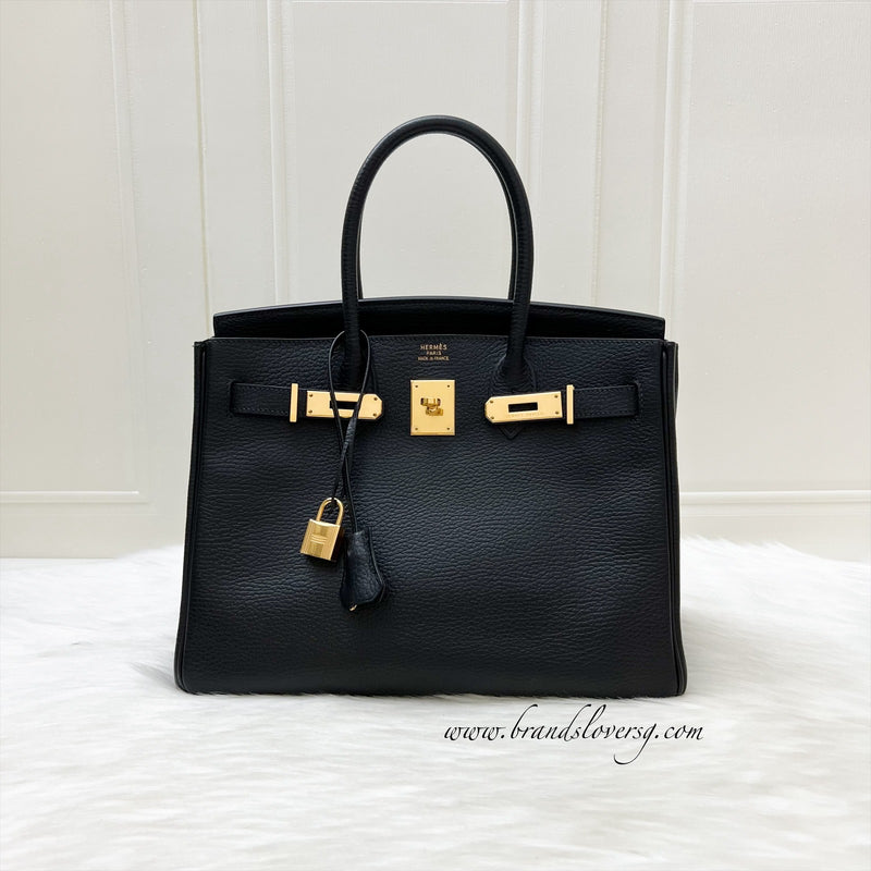 Hermes Birkin 30 in Noir Black Grained Leather and GHW