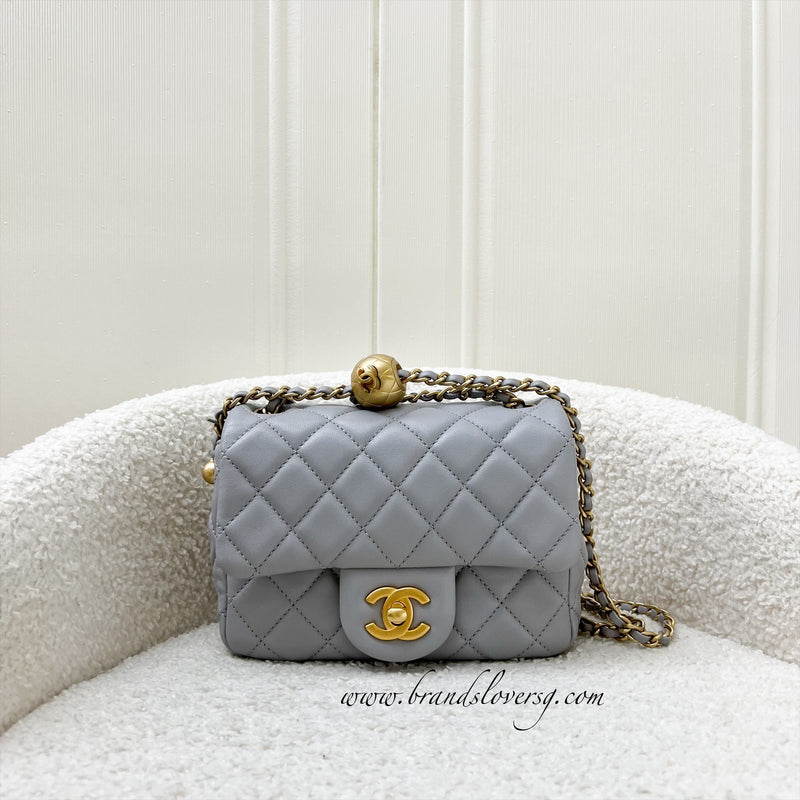 Chanel Pearl Crush Mini Square Flap in 21B Grey Lambskin AGHW