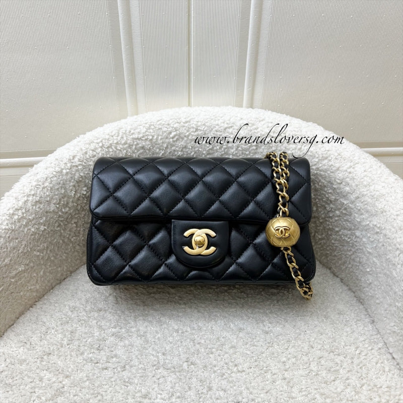 [Brand new - May 2025] Chanel Pearl Crush Mini Rectangular Flap in 25S Black Stiff Lambskin and AGHW (Model: AS1787)