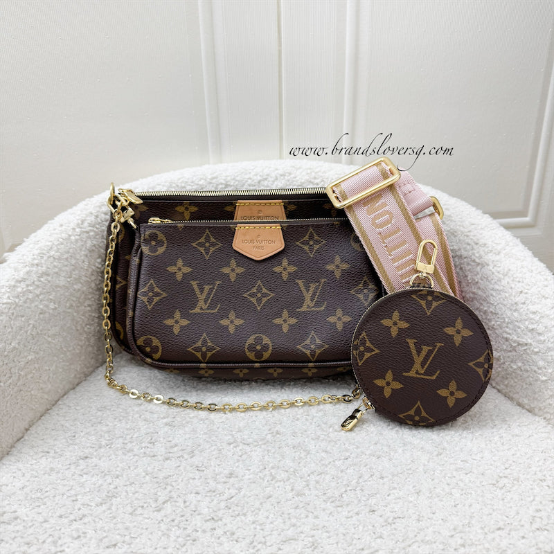 LV Multi Pochette Accessoires MPA in Monogram Canvas, Pink Strap and GHW