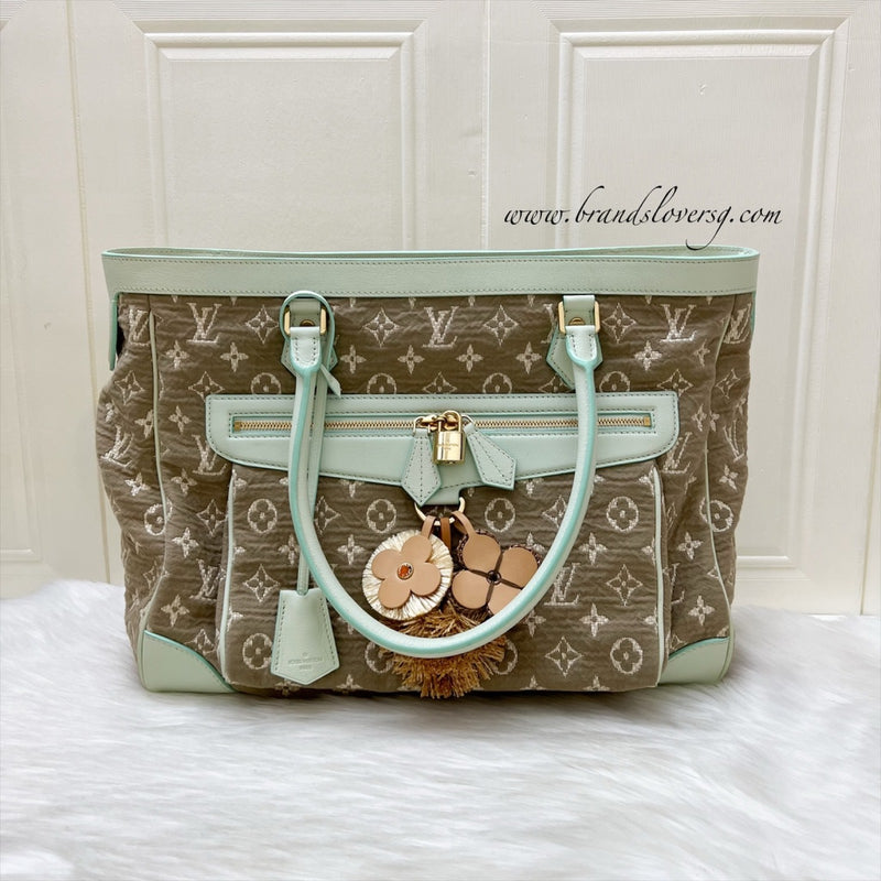 LV Sabbia Cabas MM Shoulder bag in Brown Canvas, White Trim and GHW